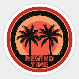 Rewind time beneath sunset palms Sticker